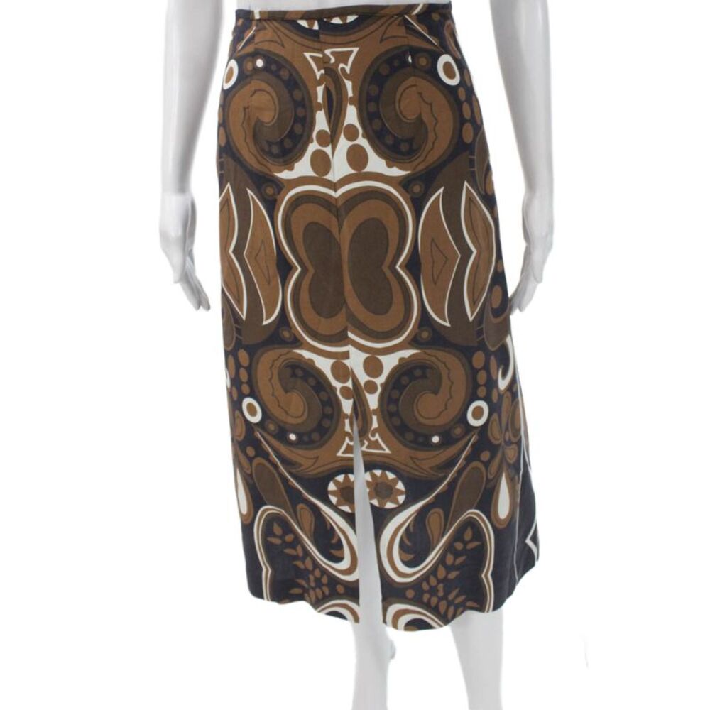 Shannon Mclean Womens Straight Pencil Skirt Brown Cupro Geometric Zip Size S